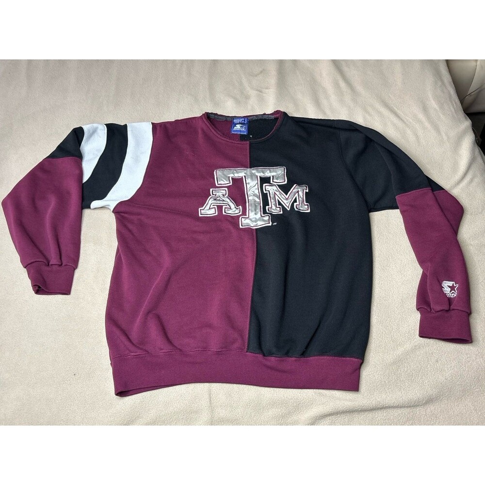 Vintage 90s Starter Texas A&M Aggies Football Crewneck Color Block Size L
